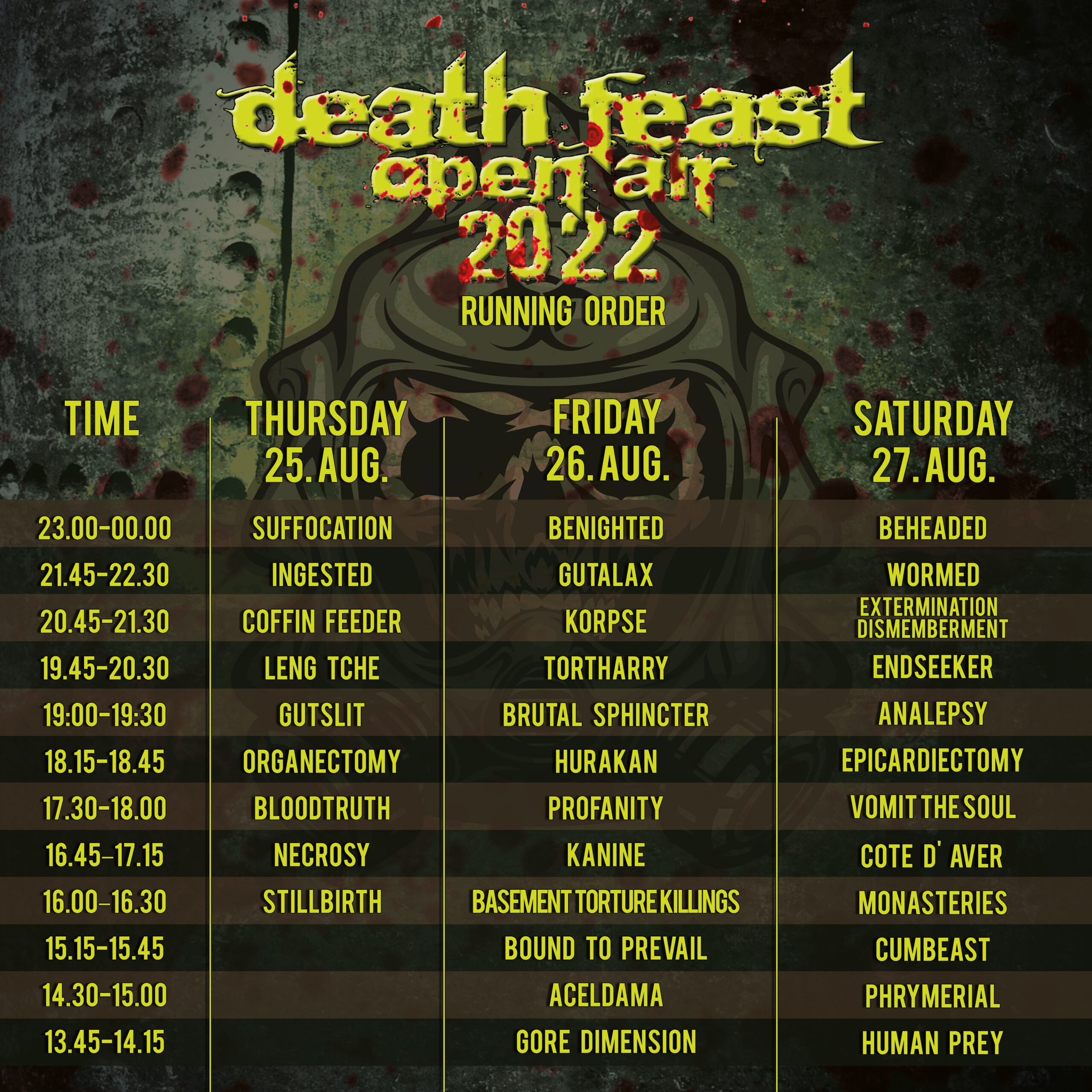 Running Order for the Deathfeast Open Air 2022